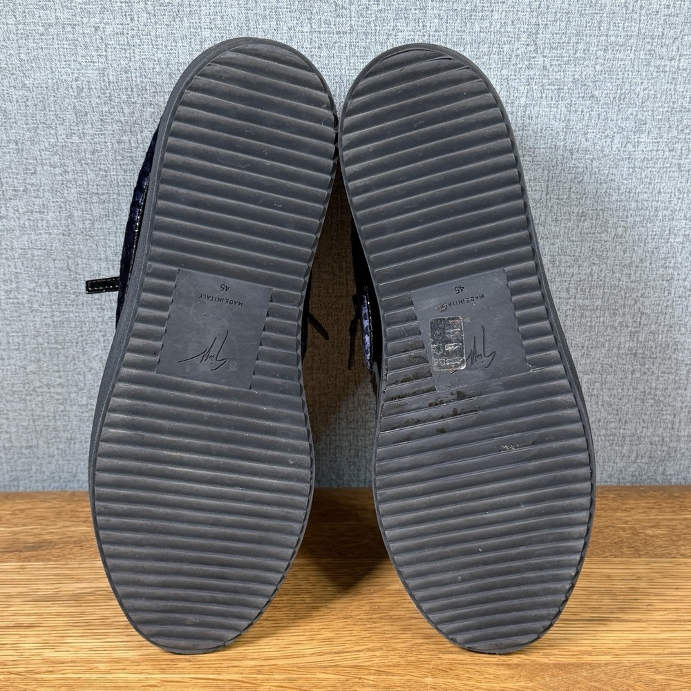 Mint Giuseppe Zanotti Meredith Blue Black Croc Velvet Men's 12 Shoes Sneakers - Picture 9 of 10